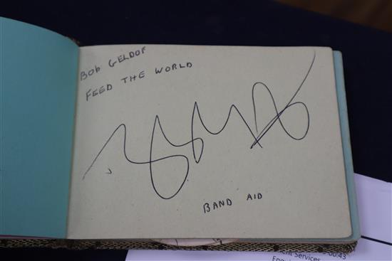 Autograph albums, mainly contemporary musicians to include Elton John, Eric Clapton, members of Pulp, etc.